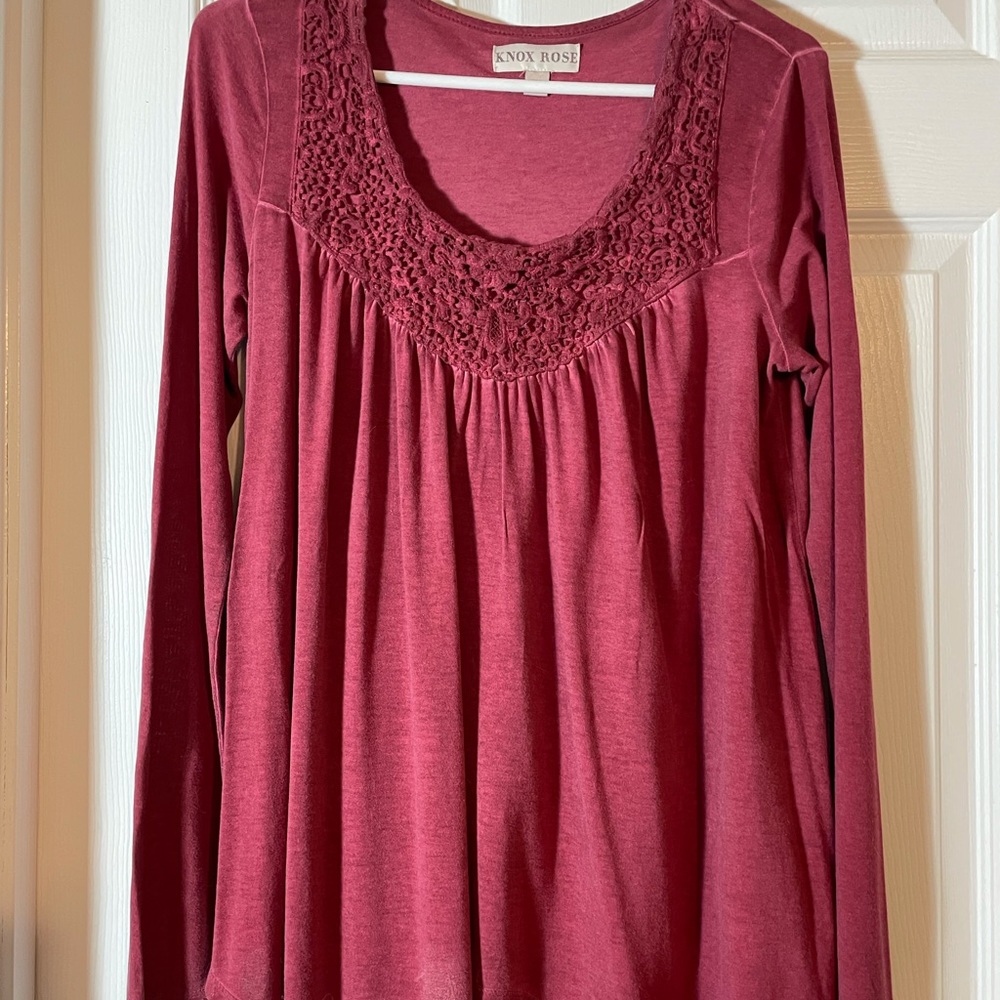 Knox Rose - Magenta Long-Sleeve Flowy Boho Top XS